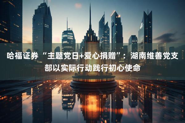 哈福证券 “主题党日+爱心捐赠”：湖南维善党支部以实际行动践行初心使命